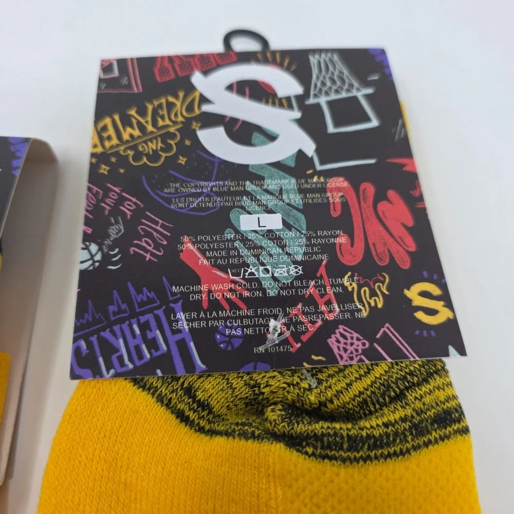 Overtime Elite Jelly Fam Yellow Basketball Socks Strideline Lot 2 Crew Mid L NWT
